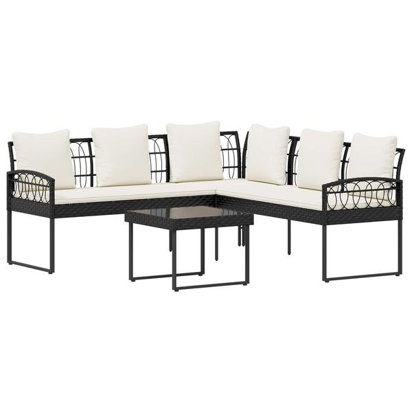 vidaXL Zahradn&iacute; sedac&iacute; souprava 2 pcs Čern&yacute; Poly ratan a ocel