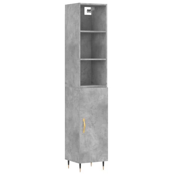 vidaXL Skř&iacute;ň highboard betonově &scaron;ed&aacute; 34,5x34x180 cm kompozitn&iacute; dřevo