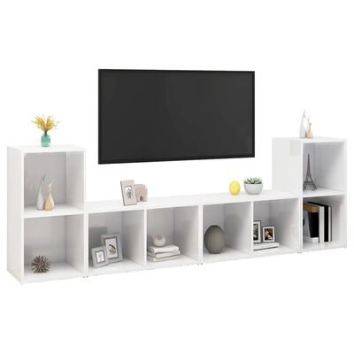 vidaXL TV skříňky 4 ks bílé vysoký lesk 72 x 35 x 36,5 cm dřevotříska