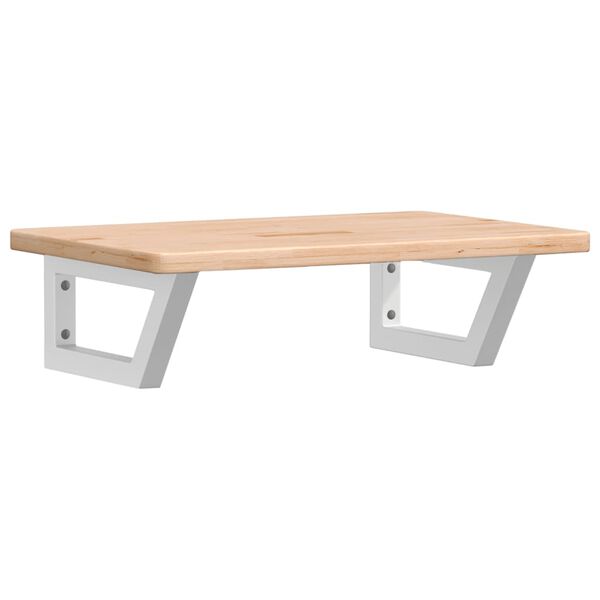 vidaXL Deska pod umyvadlo nástěnná ocel a masivní dubové dřevo