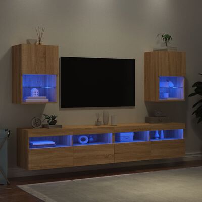 vidaXL TV skříňky s LED osvětlením 2 ks dub sonoma 40,5 x 30 x 60 cm