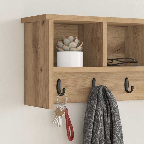 vidaXL N&aacute;stěnn&yacute; vě&scaron;&aacute;k na kab&aacute;ty s polic&iacute; dub artisan 75 x 16 x 26 cm