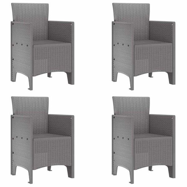 vidaXL Zahradní křeslo 4 pcs Světle šedá 53 x 49 x 85 cm PP
