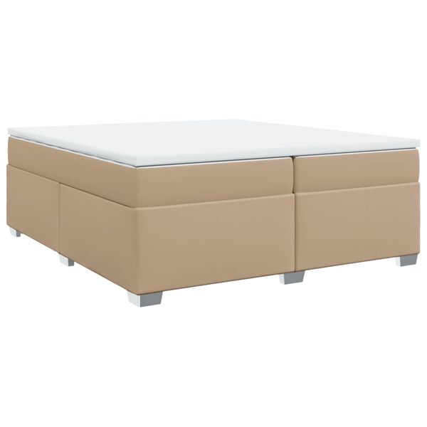 vidaXL Box spring postel s matrac&iacute; cappuccino 200 x 200 cm uměl&aacute; kůže