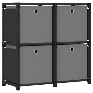 vidaXL V&yacute;stavn&iacute; police 4 přihr&aacute;dky s boxy čern&aacute; 69x30x72,5 cm textil