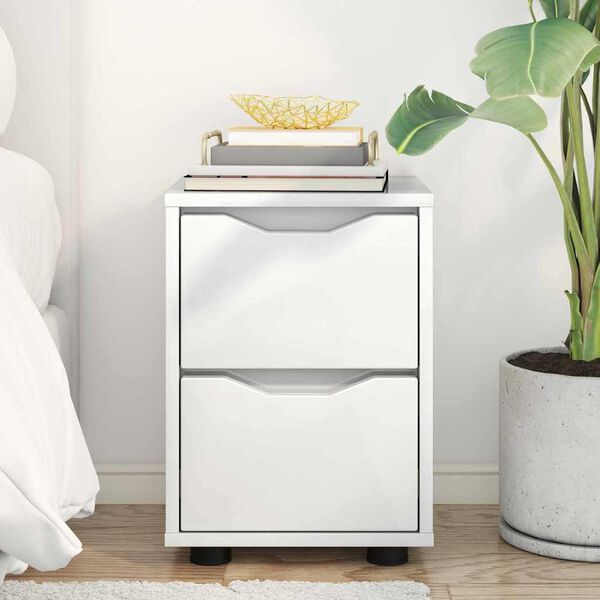 vidaXL Nočn&iacute; stolek se z&aacute;suvkou Vysoce leskl&aacute; b&iacute;l&aacute; 30,5 x 30 x 43 cm