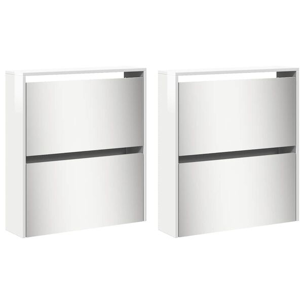 vidaXL Botn&iacute;k se zrcadlem 4patrov&yacute; b&iacute;l&yacute; s vysok&yacute;m leskem 63x17x134 cm