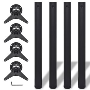 4 stolov&eacute; nohy s nastavitelnou v&yacute;&scaron;kou čern&eacute;, 710 mm