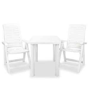 vidaXL 3d&iacute;ln&yacute; bistro set plastov&yacute; b&iacute;l&yacute;