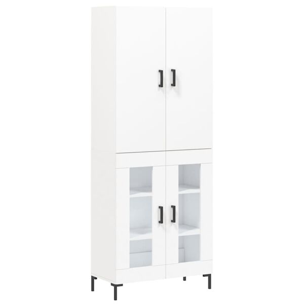 vidaXL Skř&iacute;ň highboard b&iacute;l&aacute; 69,5 x 34 x 180 cm kompozitn&iacute; dřevo