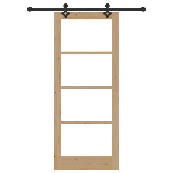 vidaXL Posuvn&eacute; dveře Př&iacute;rodn&iacute; 83 x 202 cm Masivn&iacute; borov&eacute; dřevo a sklo