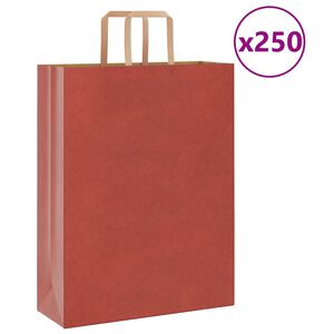 vidaXL Pap&iacute;rov&eacute; s&aacute;čky 250 ks s uchy červen&eacute; 32x12x42 cm
