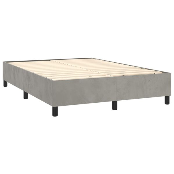 vidaXL Box spring postel s matrac&iacute; světle &scaron;ed&aacute; 140x200 cm samet