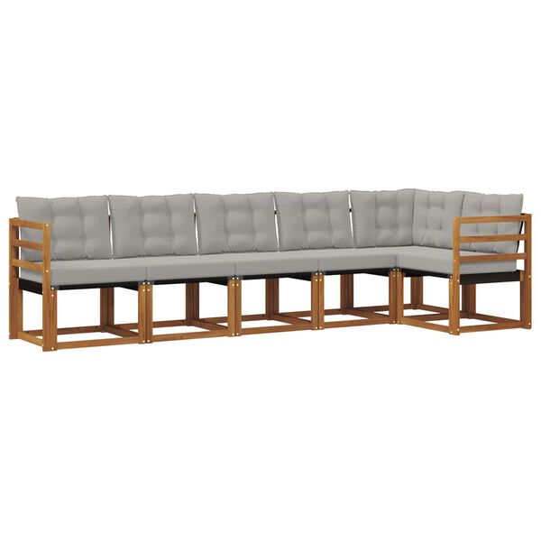 vidaXL Venkovn&iacute; pohovkov&aacute; souprava 6 pcs Př&iacute;rodn&iacute; a světle &scaron;ed&aacute;