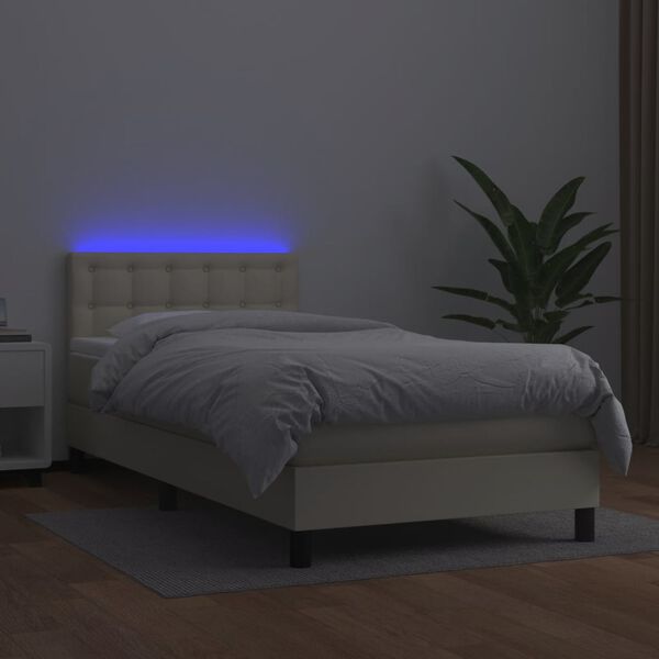 vidaXL Box spring postel s matrac&iacute; a LED kr&eacute;mov&aacute; 80x200 cm uměl&aacute; kůže