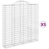 vidaXL Klenut&eacute; gabionov&eacute; ko&scaron;e 5 ks 200x30x200/220cm pozinkovan&eacute; železo