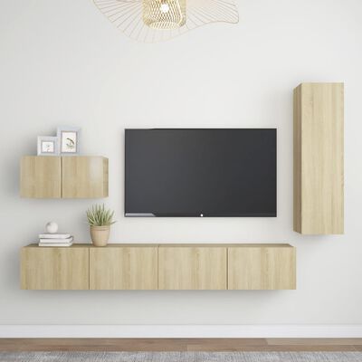 vidaXL 4dílný set TV skříněk dub sonoma kompozitní dřevo