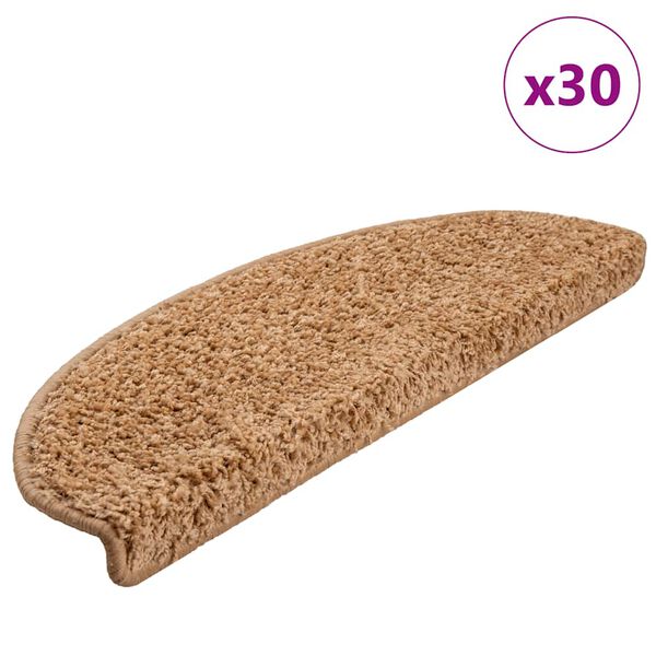 vidaXL Schodov&eacute; rohože 30 ks 65 x 21 x 4 cm b&eacute;žov&eacute;, půlkulat&eacute;, velk&eacute;