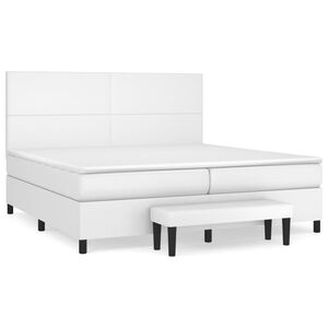 vidaXL Box spring postel s matrac&iacute; b&iacute;l&aacute; 200x200 cm uměl&aacute; kůže