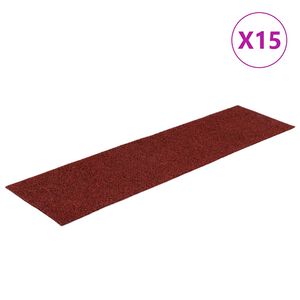 vidaXL Schodov&eacute; rohože samolepic&iacute; 15 ks 76 x 20 cm bord&oacute; červen&aacute; obd&eacute;ln&iacute;kov&aacute;