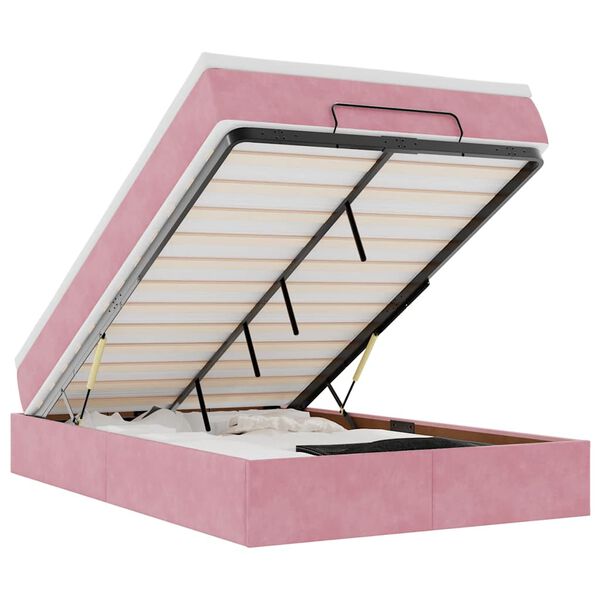 vidaXL Osmansk&yacute; r&aacute;m postele s matrac&iacute; růžov&aacute; 120x200cm samet