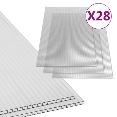 vidaXL Polykarbonátové desky 28 ks 4 mm 121 x 60 cm