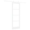 vidaXL Posuvné dveře Bílá 73,5 x 211 cm Masivní borové dřevo a sklo