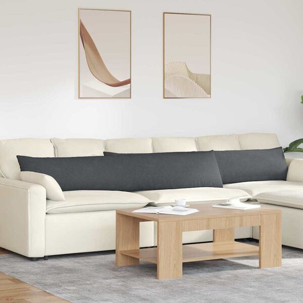 vidaXL Pohovkové polštáře 2 pcs Tmavě šedá 200 x 40 cm Žebrovaná látka