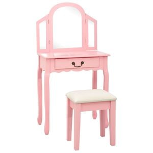 vidaXL Toaletn&iacute; stolek se stoličkou růžov&yacute; 65x36x128 cm pavlovnia MDF