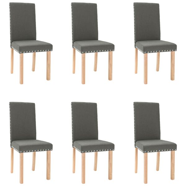 vidaXL J&iacute;deln&iacute; židle 6 ks tmavě &scaron;ed&eacute; textil