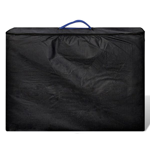 Modrý skládací masážní stůl se 3 zónami a dřevěným rámem