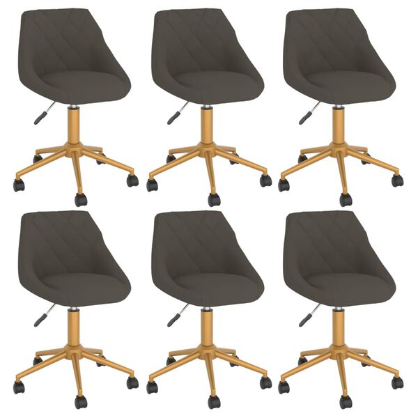 vidaXL Otočn&eacute; j&iacute;deln&iacute; židle 6 ks tmavě &scaron;ed&eacute; samet