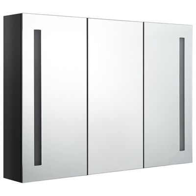 vidaXL LED koupelnová skříňka se zrcadlem 89 x 14 x 62 cm zářivě černá