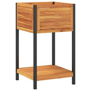 vidaXL Zahradn&iacute; truhl&iacute;k s polic&iacute; 45 x 45 x 80 cm masivn&iacute; ak&aacute;cie a ocel