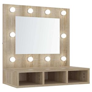 vidaXL Zrcadlov&aacute; skř&iacute;ňka s LED dub sonoma 60 x 31,5 x 62 cm