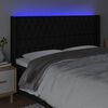vidaXL Čelo postele s LED čern&eacute; 203 x 16 x 118/128 cm textil