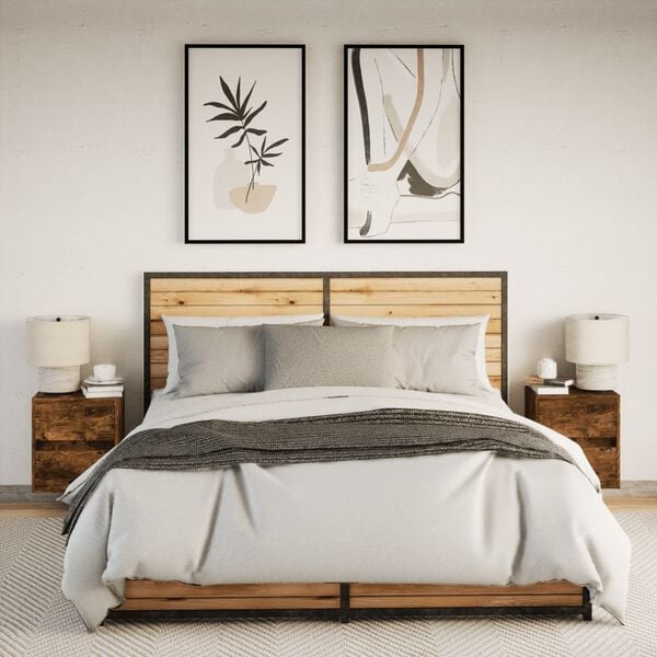 vidaXL N&aacute;stěnn&eacute; nočn&iacute; stolky s LED osvětlen&iacute;m 2 ks kouřov&yacute; dub