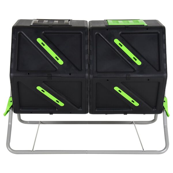 vidaXL Bubnov&yacute; kompost&eacute;r se dvěma n&aacute;dobami 88 x 60 x 74 cm 140 l PP