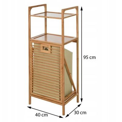 Bathroom Solutions Regál se 2 policemi a košem na prádlo bambus 95 cm