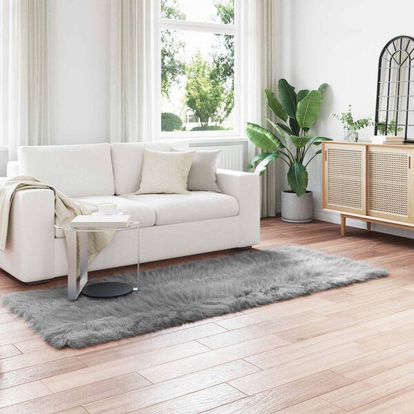 vidaXL Uměl&yacute; ovč&iacute; koberec Tafalla &Scaron;ed&aacute; 80 x 250 cm Polyester