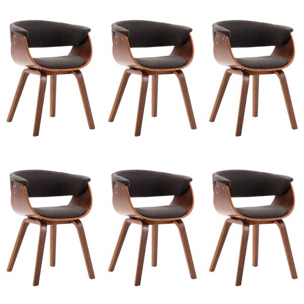 vidaXL Jídelní židle 6 ks šedé ohýbané dřevo a textil