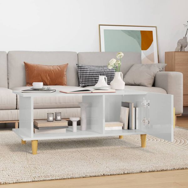 vidaXL Konferenční stolek lesklý bílý 90 x 50 x 40 cm kompozitní dřevo