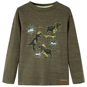 Dětsk&eacute; tričko s dlouh&yacute;m ruk&aacute;vem tmavě khaki melanž 92