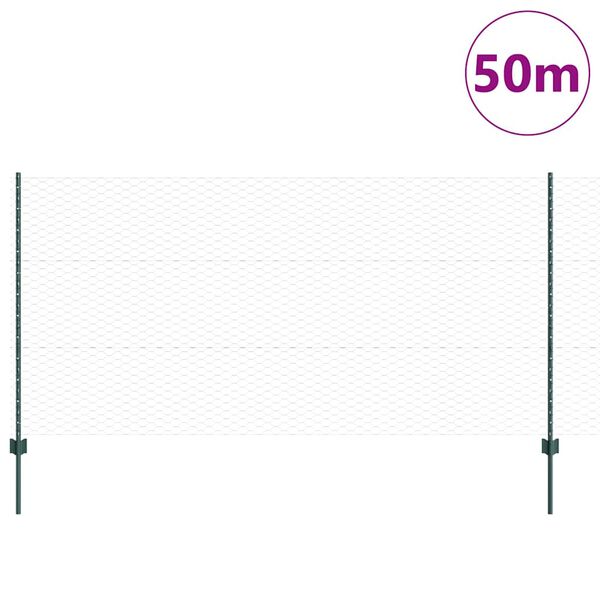 vidaXL Plot s sloupkem Zelen&aacute; 1,2 x 50 m Ocel a PVC