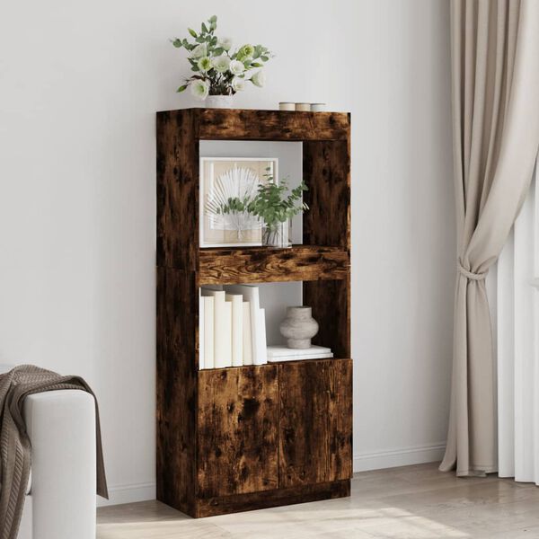 vidaXL Skř&iacute;ň highboard kouřov&yacute; dub 63 x 33 x 140 cm kompozitn&iacute; dřevo