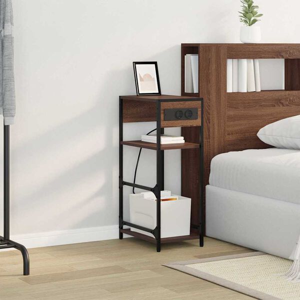 vidaXL Nočn&iacute; skř&iacute;ňka Hněd&yacute; dub 40 x 27 x 76 cm kompozitn&iacute; dřevo