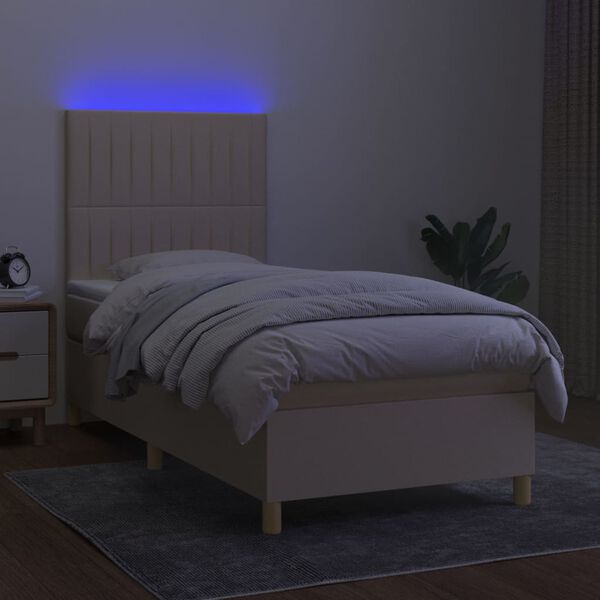 vidaXL Box spring postel s matrac&iacute; a LED kr&eacute;mov&aacute; 90x190 cm textil