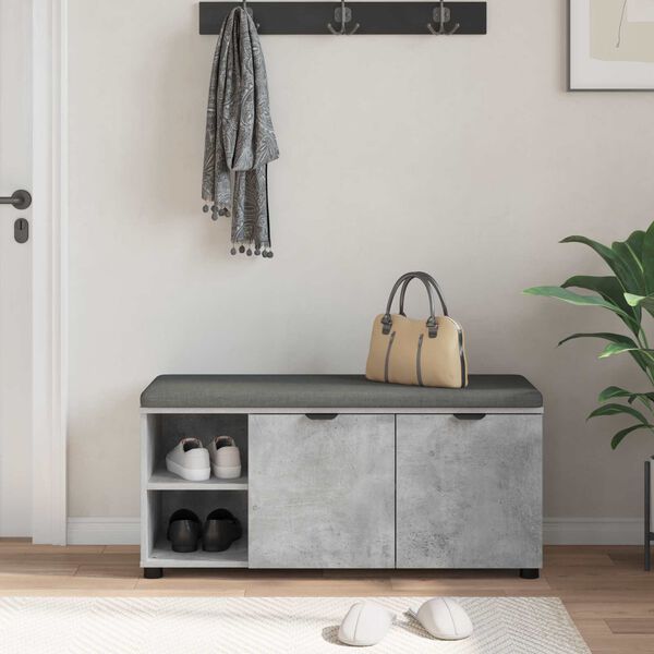 vidaXL Chodbičkov&aacute; lavice s pol&scaron;t&aacute;řem Betonově &scaron;ed&aacute; 100 x 38 x 46 cm