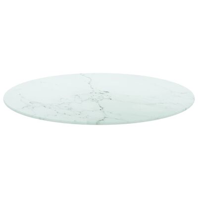 vidaXL Stolní deska bílá Ø 60 x 0,8 cm tvrzené sklo mramorový design