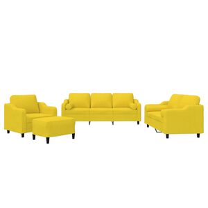 vidaXL 4d&iacute;ln&aacute; sedac&iacute; souprava s pol&scaron;t&aacute;ři světle žlut&aacute; textil